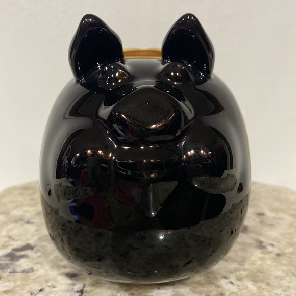 Vintage 2002 Harley Davidson High Shine Black Gold Road Hog Ceramic Piggy Bank - Picture 5 of 14
